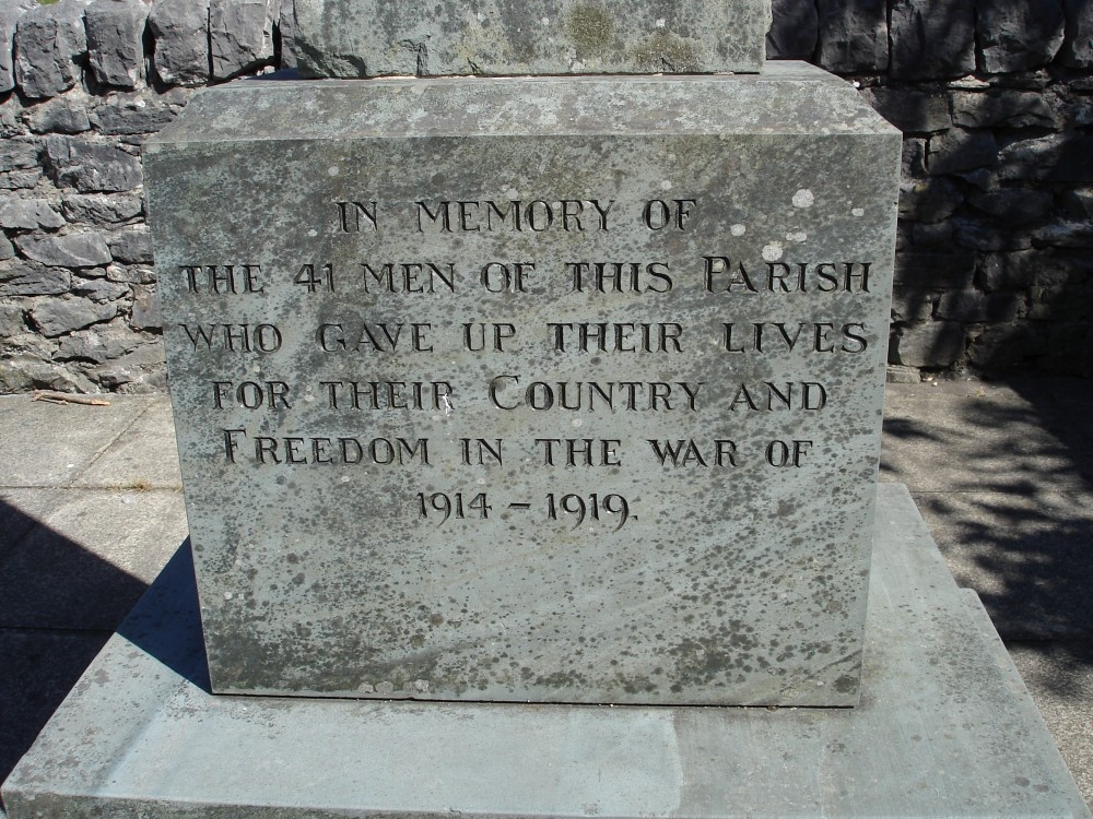 The Inscription on the WW1 Memorial at Ingleton Village, North Yorkshire.