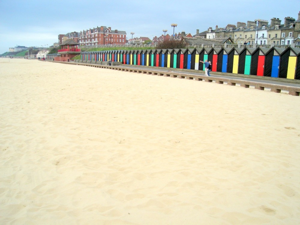 Colourful beach huts in Lowestoft, Suffolk