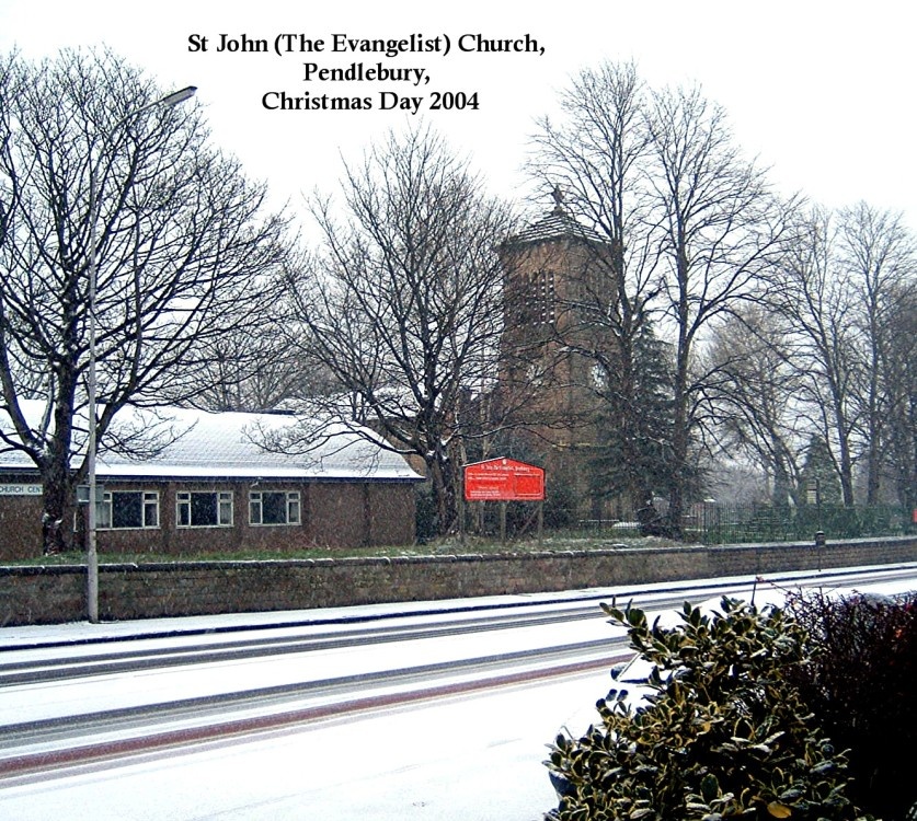 Photograph of St Johns Church, Bolton Road, Pendlebury, Salford, Lancashire. Christmas Morning 2004