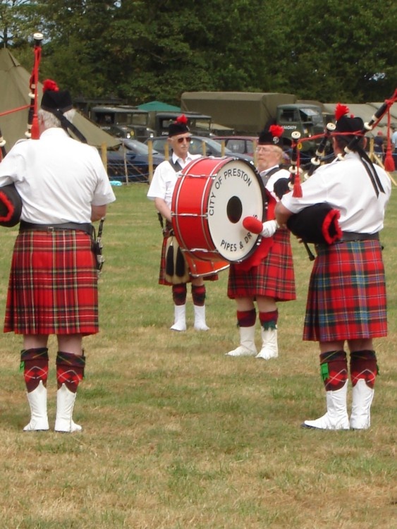 A WW2 Event at Rawcliffe Hall, Out Rawcliffe, Lancashire.,(The City of Preston Pipe Band),.