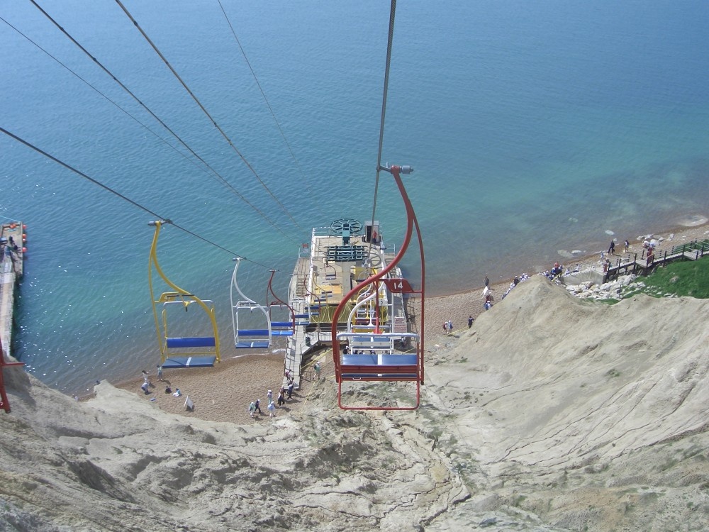 Chairlift at Alum Bay, near Freshwater, Isle of Wight.