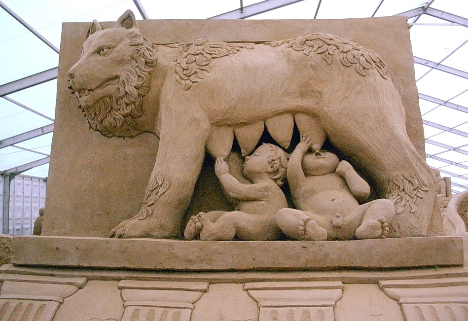 Remus and Romulus sand sculpture at Brighton Sand Sculpture festival 2006