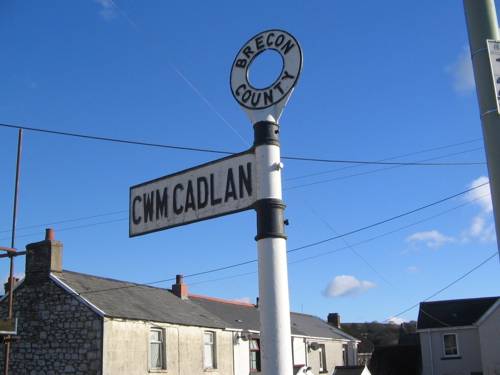 Photograph of Cast-iron sign at Penderyn, Rhonnda Cynon Taf