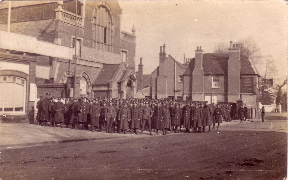 Old Photo - believed to be Public Hall in Carshalton with the Fox & Hounds pub in the distance