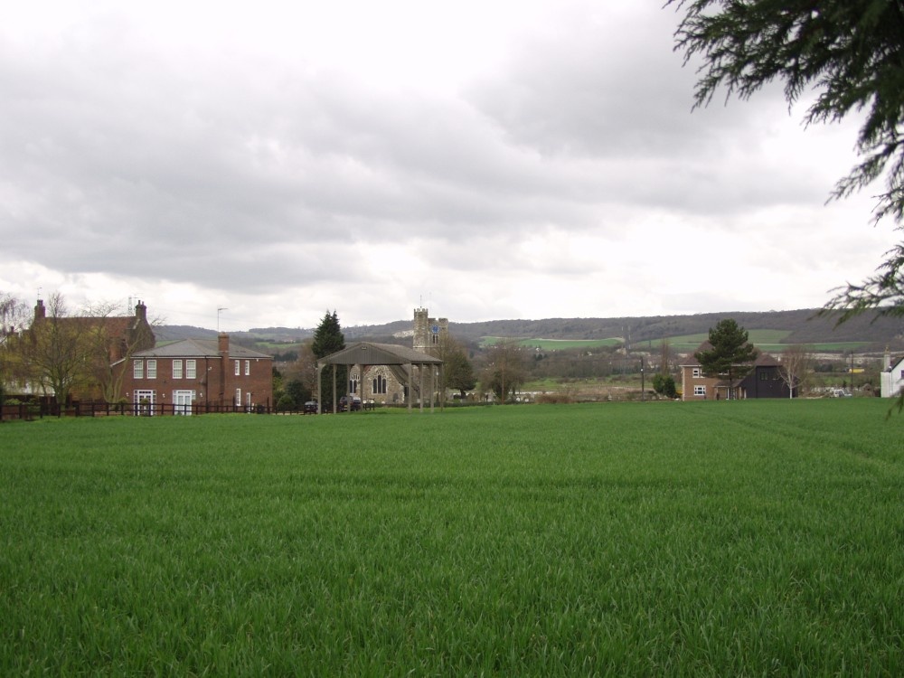 Photograph of View of the Church and Medway valley in Wouldham, Kent