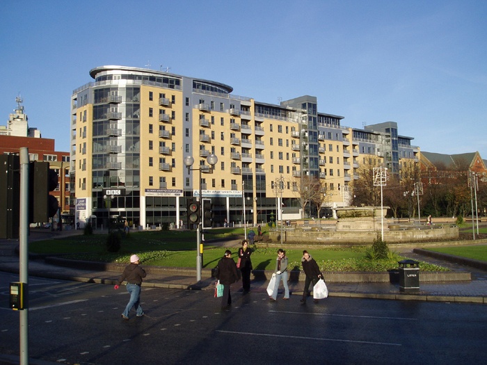 The BBC building in Queen's Gardens, Kingston upon Hull, East Yorkshire. December 2005.