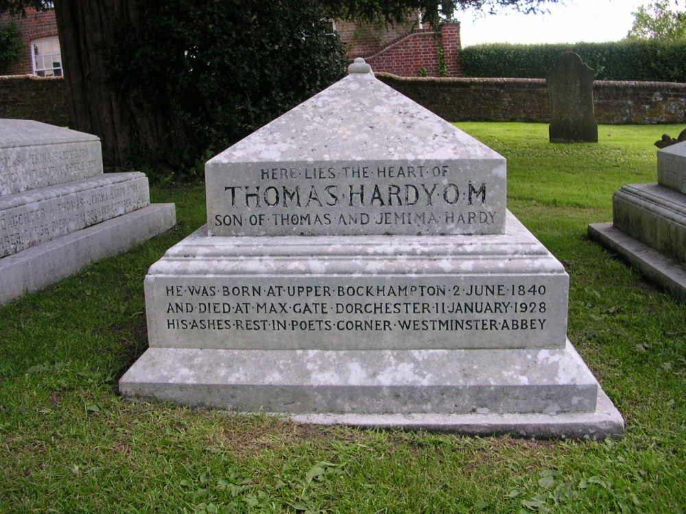 Photograph of Thomas Hardy's heart is buried in St. Michael's churchyard, Stinsford, Dorset.
