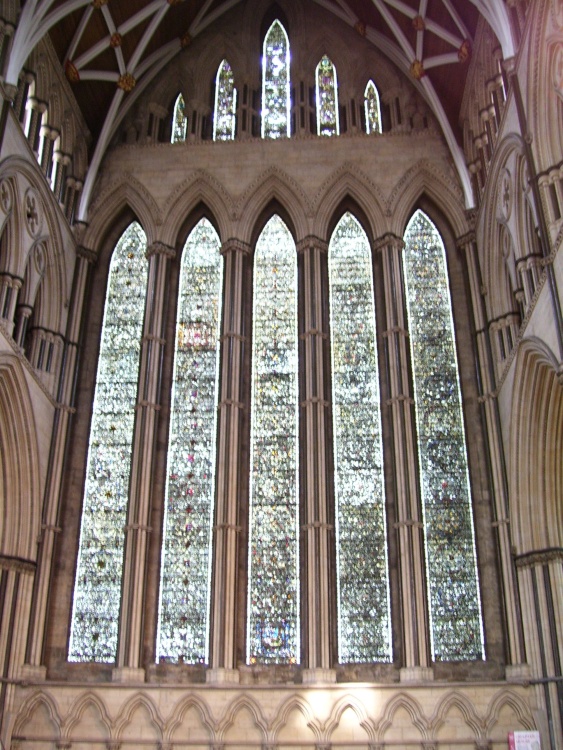 Stained Glass inside York Minster, York, North Yorkshire.