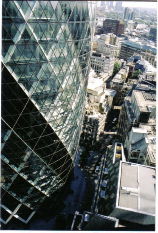 The Gherkin in the heart of the city, London.