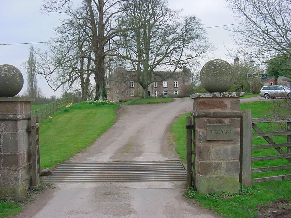 Photograph of Treago, St Weonards, Herefordshire.  Main gates and drive up to the Manor House.