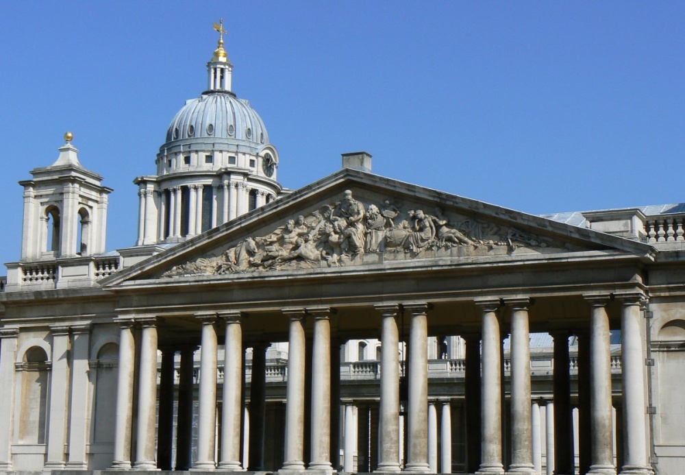 The Nelson Frieze made of Codestone in The King William Court of The Royal Naval College, Greenwich