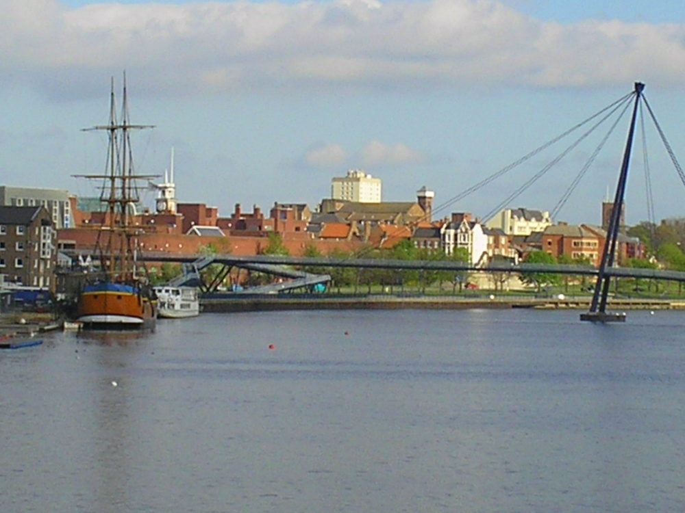 The new pedestrian bridge over the Tees at Stockton-on-Tees, Cleveland.