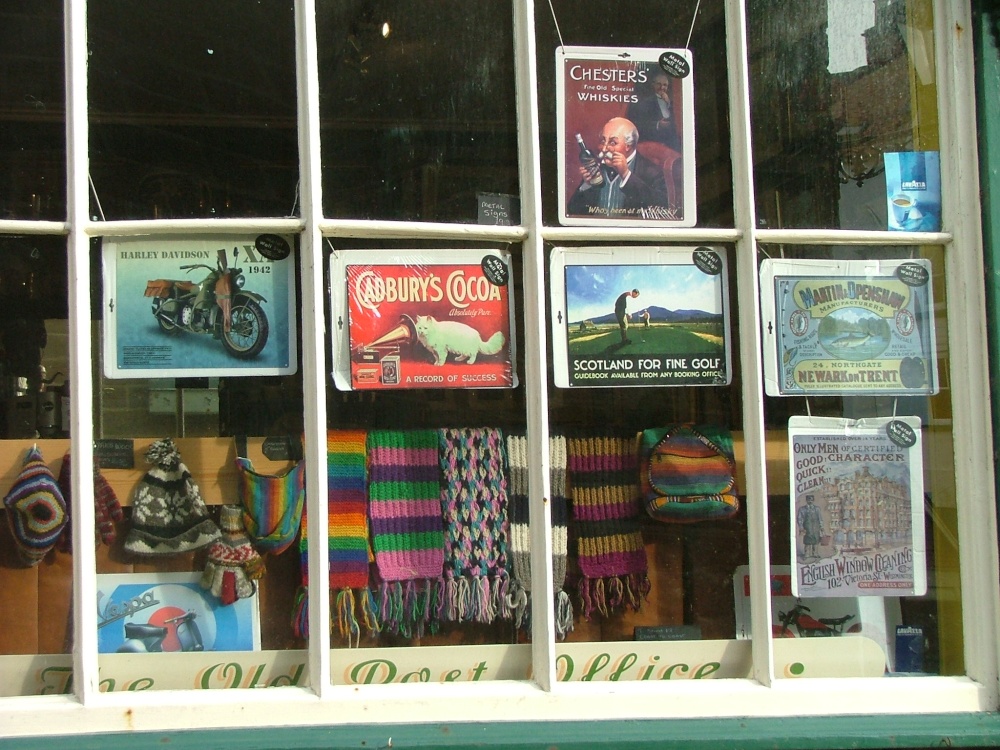 Olde World shoppe window at Robins Hoods Bay