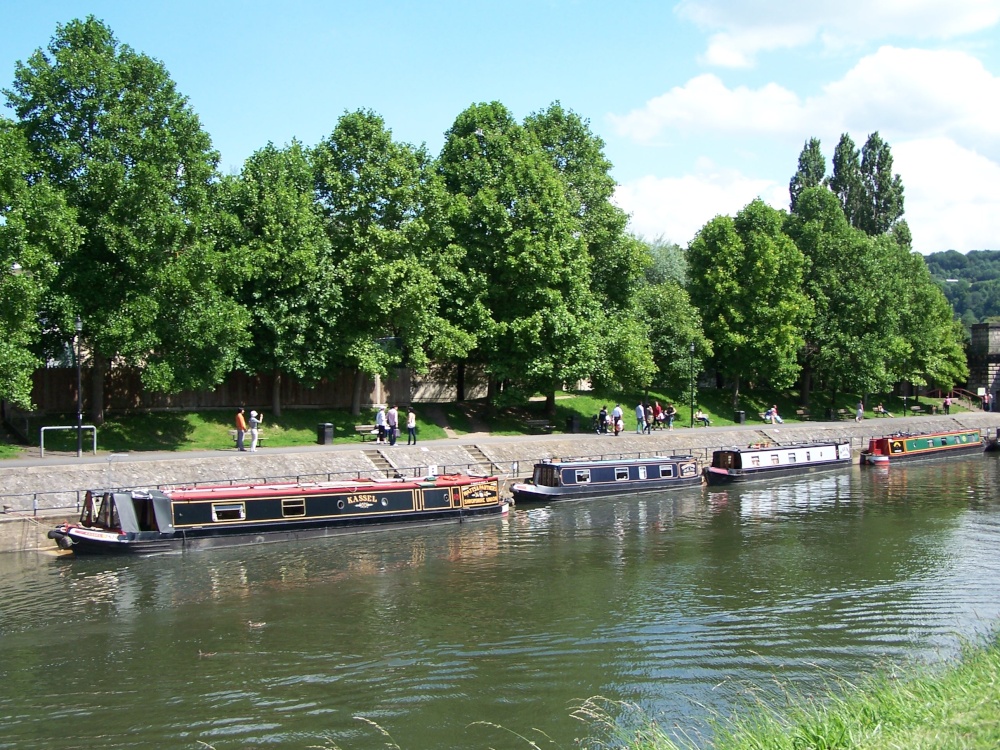 Narrow boats on the Avon in Bath, Somerset