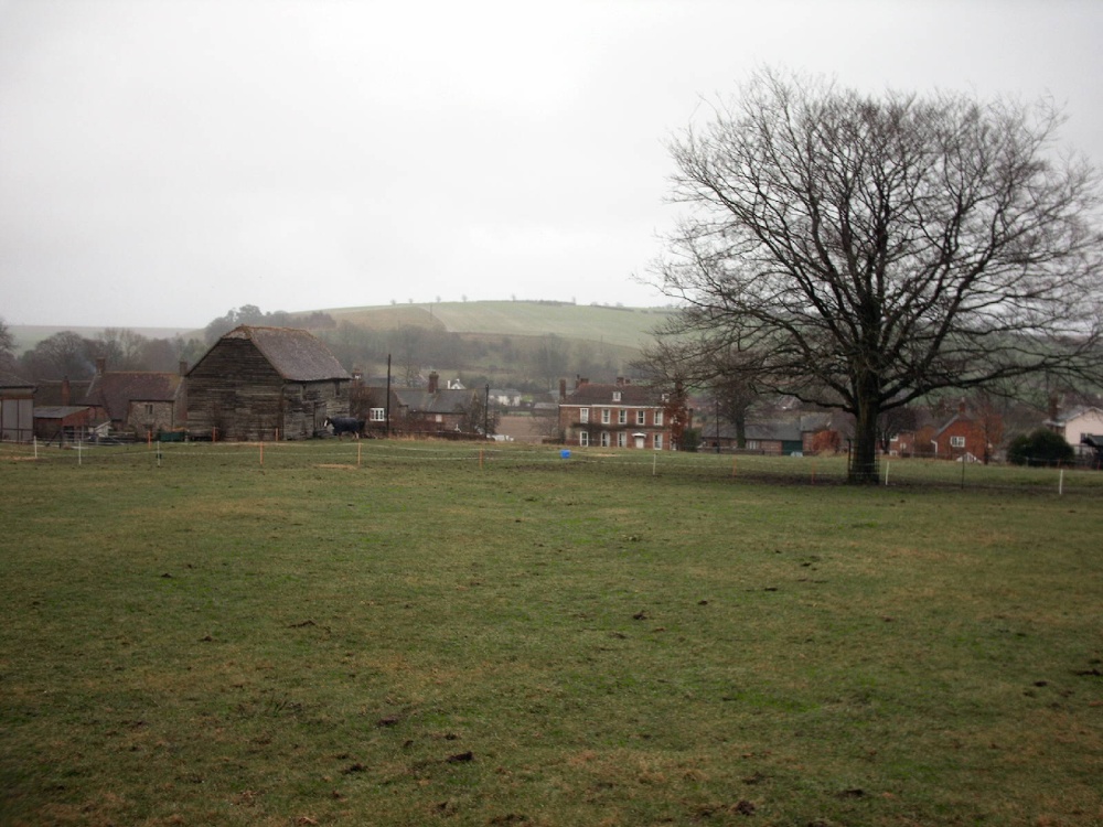Photograph of Great Wishford May Day Fete field on a wet Saturday, January 2008