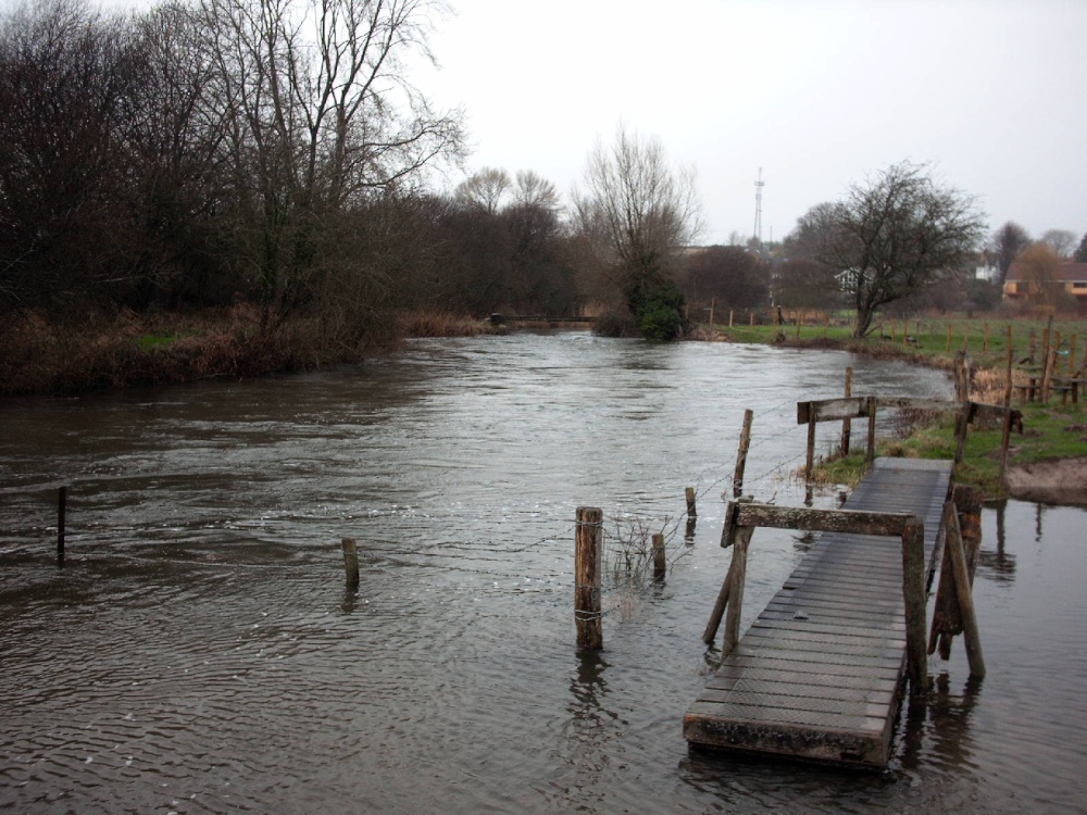 Photograph of In flood, the river Wyley at Great Wishford, Wiltshire