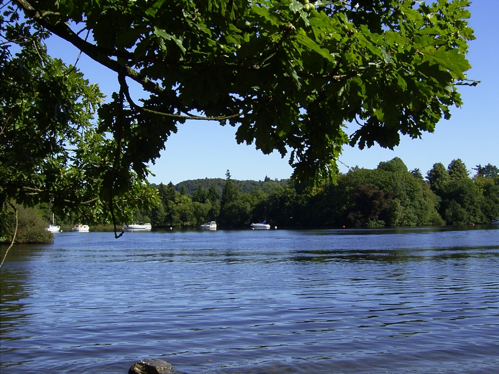 Windermere, west bank, looking north, opposite Bowness Bay, winter afternoon.