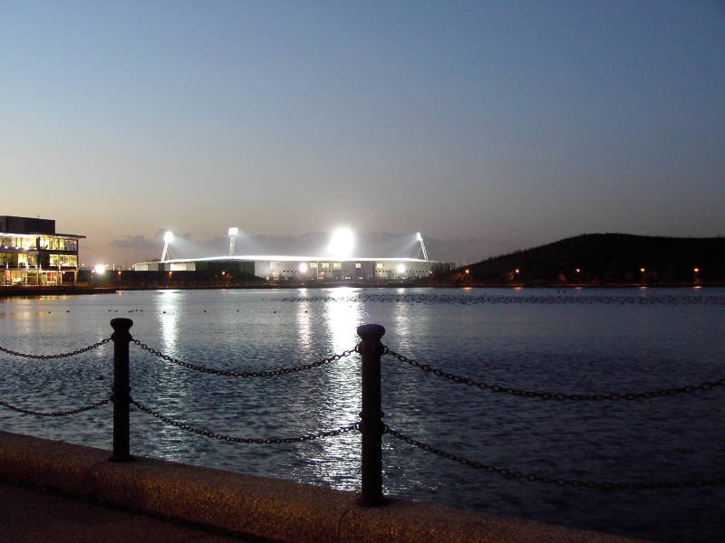 Doncaster lakeside at night