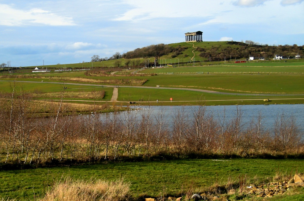 Herrington Country Park with Penshaw Monument in the background.