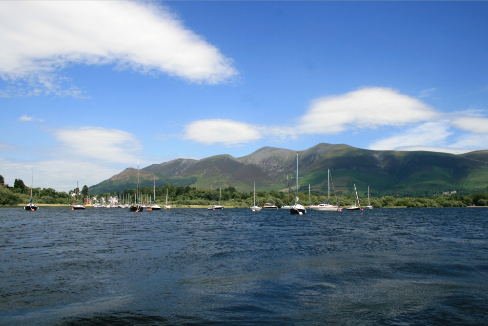 Looking north along Derwentwater from pleasure boat.