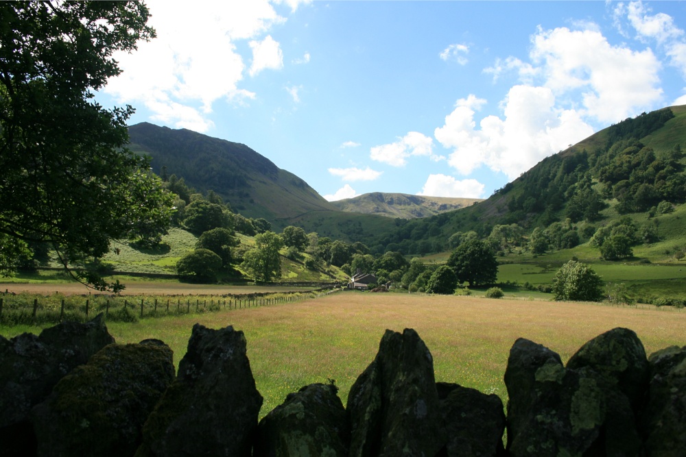 The fields and fells around Glencoyne Bay, Ullswater. English Lakes.