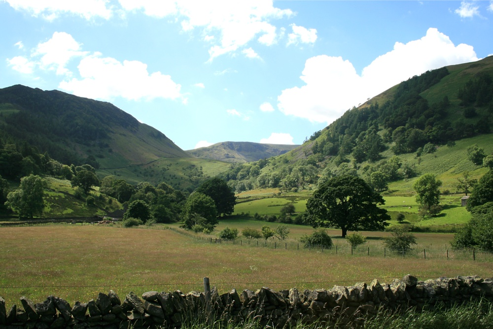 The Fells and Fields round Glencoyne Bay, Ullswater. English Lakes.