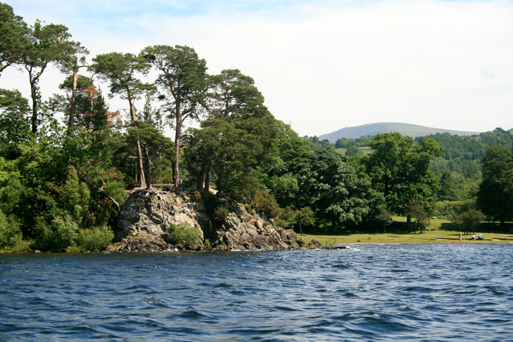 Friars Crag, Derwentwater,  a view looking from a pleasure craft.