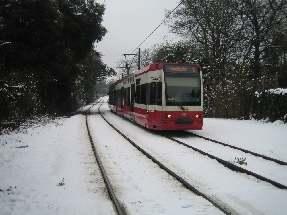Photograph of Tram in the Snow.