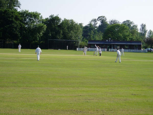 Action from Mistley Cricket ground, possibly one of the most picturesque grounds in the country