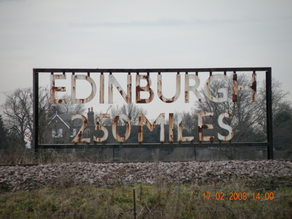 Photograph of Mileage sign on East Coast main line