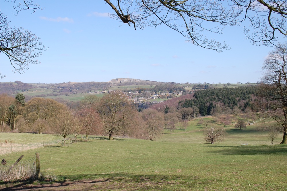 Crich Stand with the village of Whatstandwell below