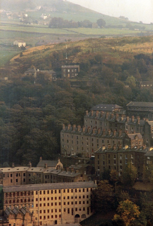 Hebden Bridge, West Yorkshire seen from the road to Heptonstall