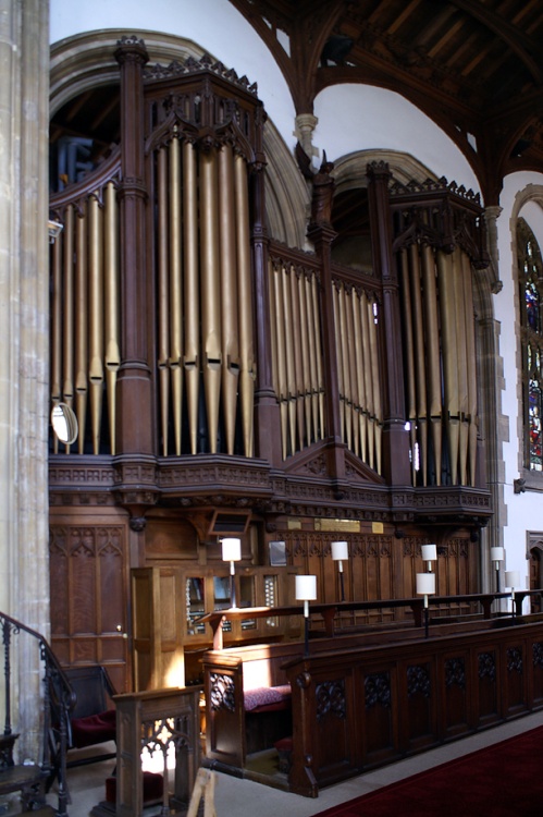 Cromer Church organ pipes.