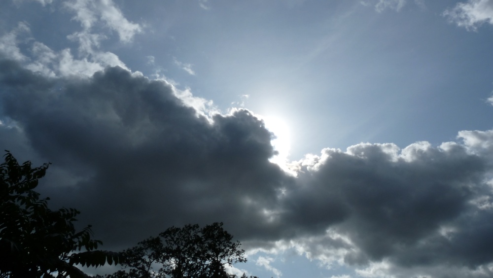 The sun breaking through a cloudy lunchtime