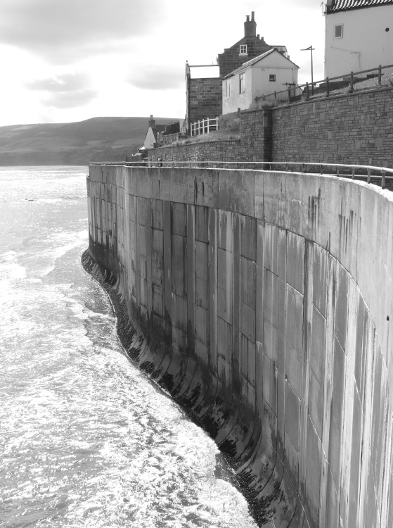 The sea wall at Robin Hood's Bay