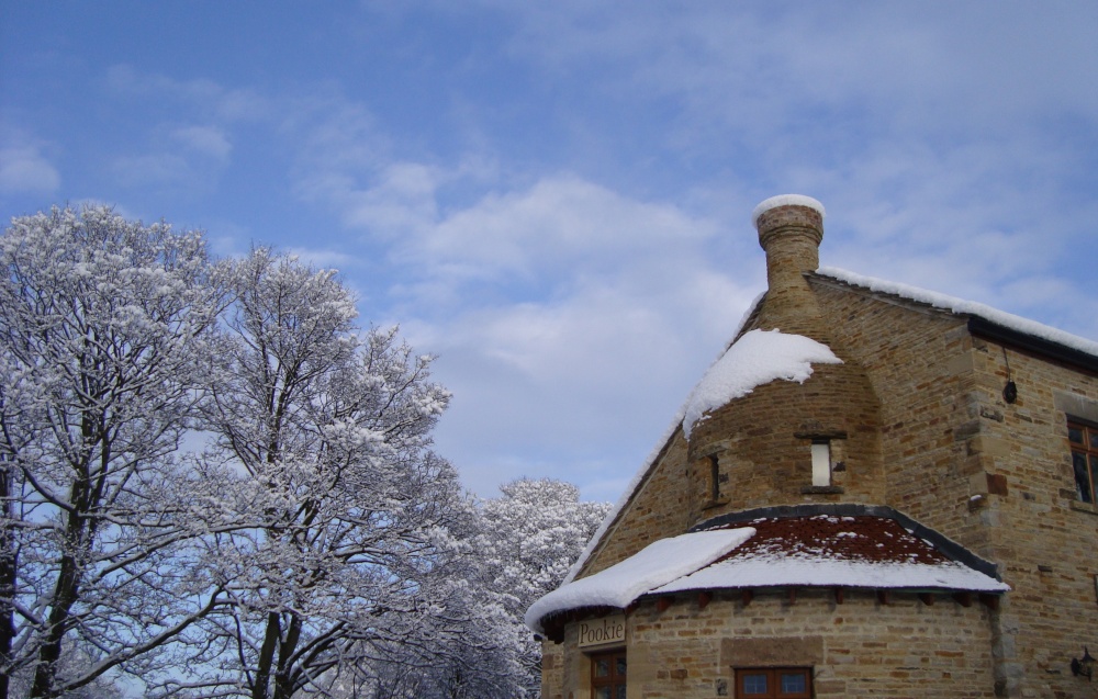 The Old Glassworks, in snow.