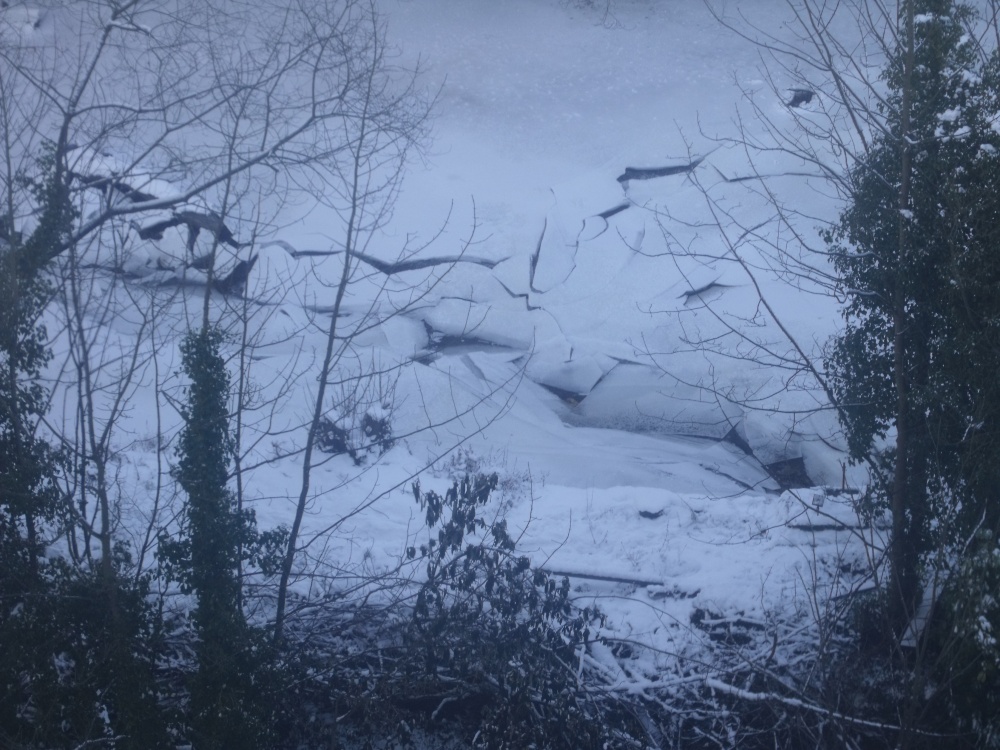 Frozen river in Skipton