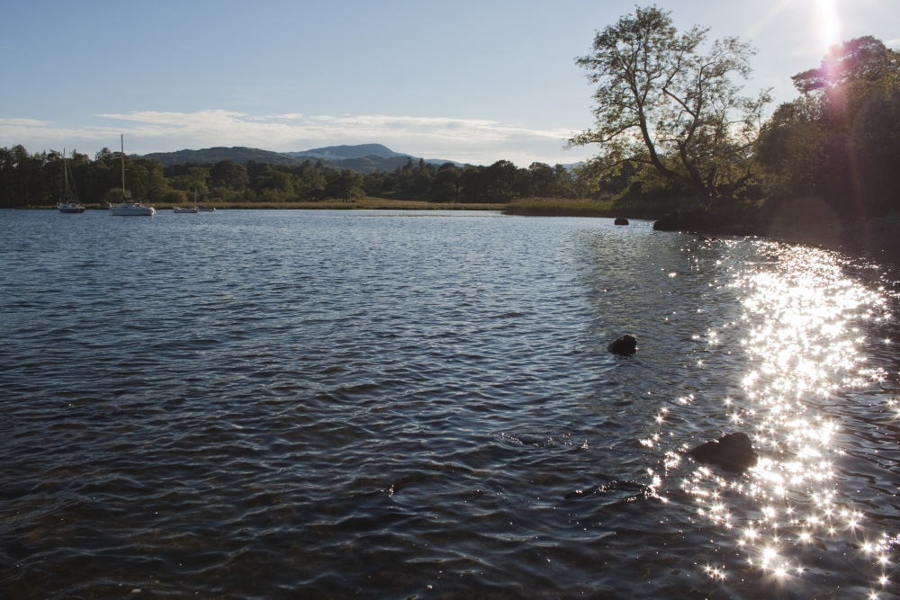 Evening sun over Watersedge, Lake Windermere