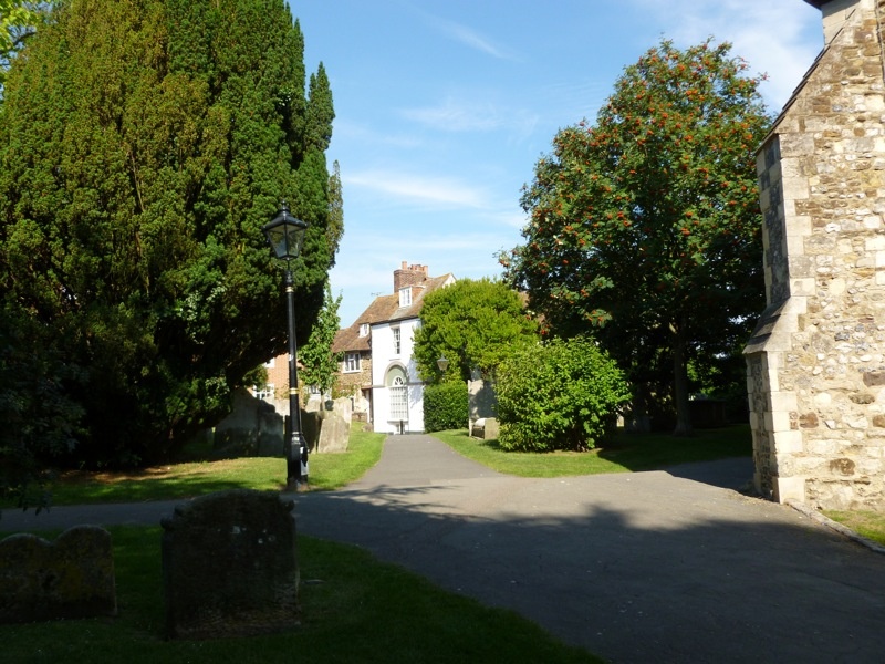 View towards West Street from the Church grounds.