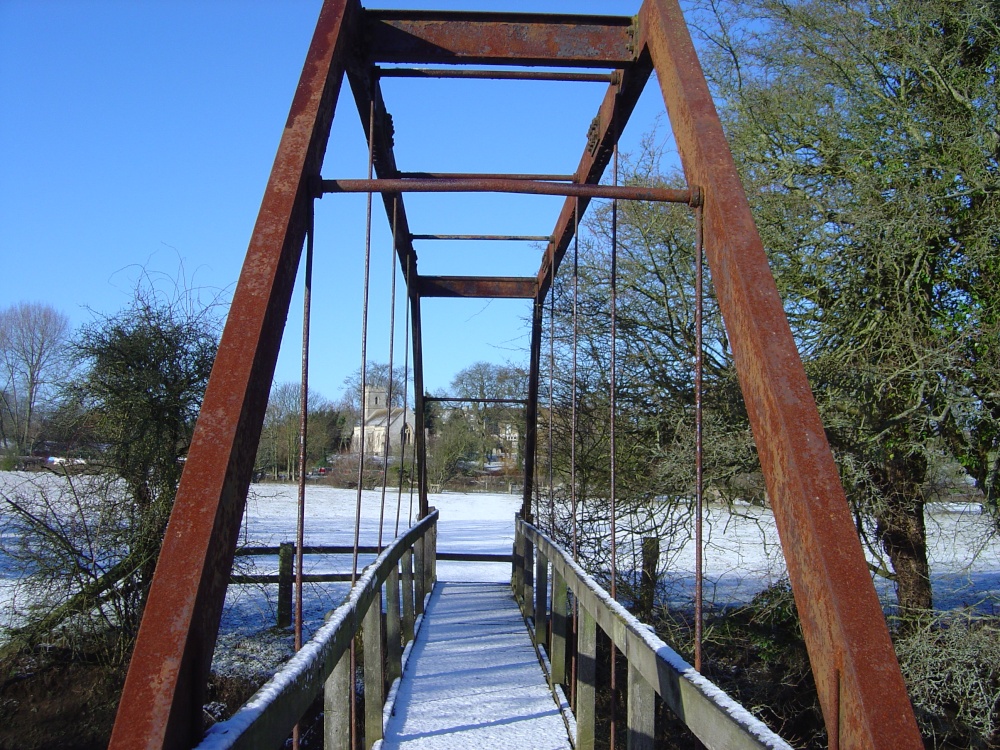 Photograph of The  river bridge over the Cherwell and the Church, at Shipton on Cherwell, Oxfordshire