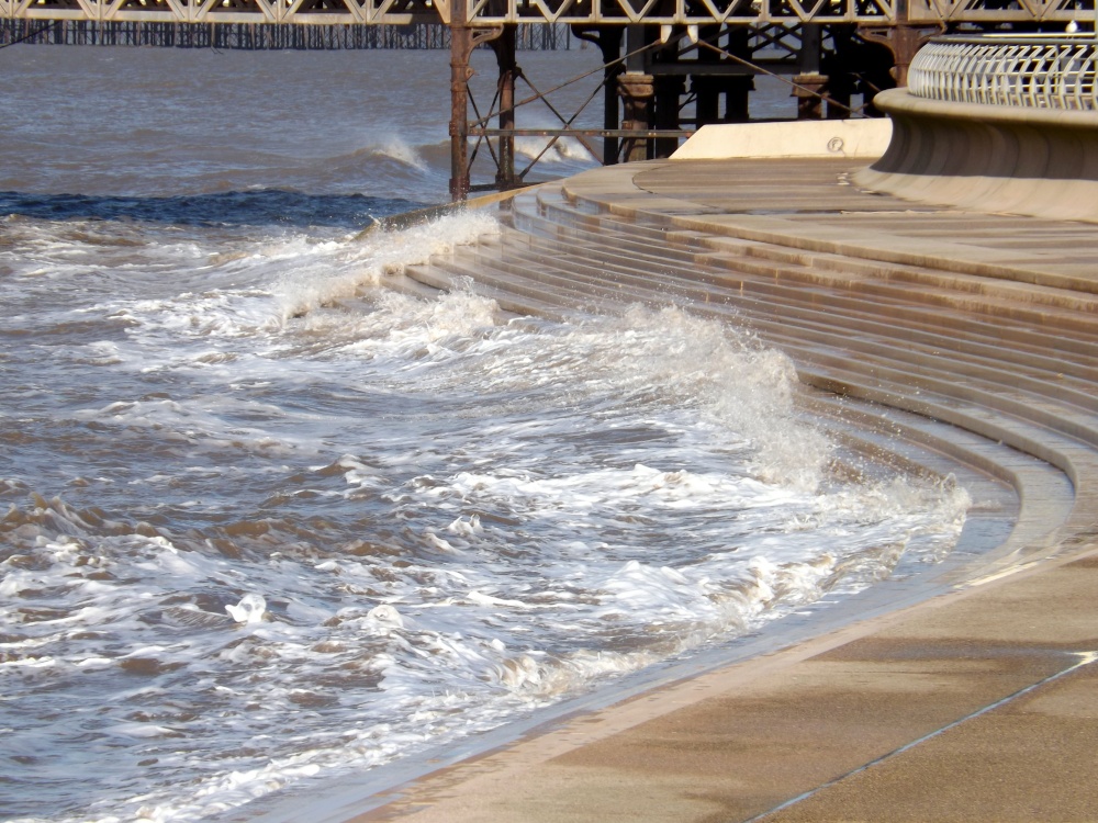 The new sea wall at Blackpool.