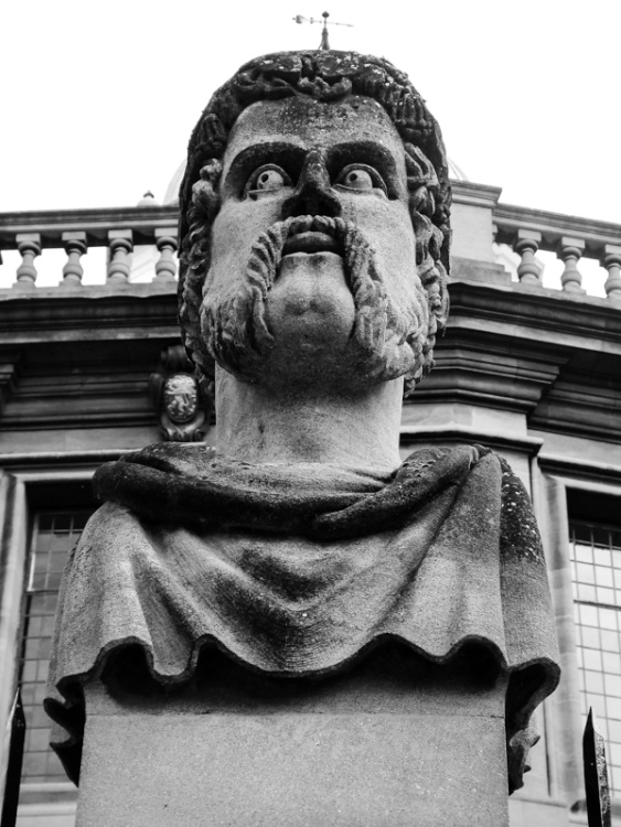 A nice statue in front of the Sheldonian, Oxford.