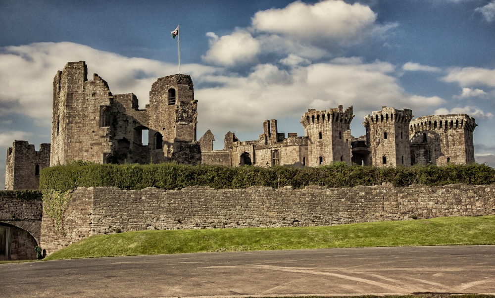 Raglan Castle ruins,  Monmouthshire, Wales