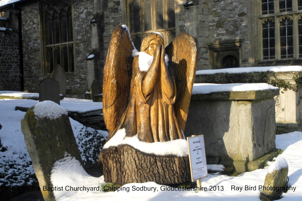 Wooden Carved Angel, St John the Baptist Churchyard, Chipping Sodbury, Gloucestershire 2013