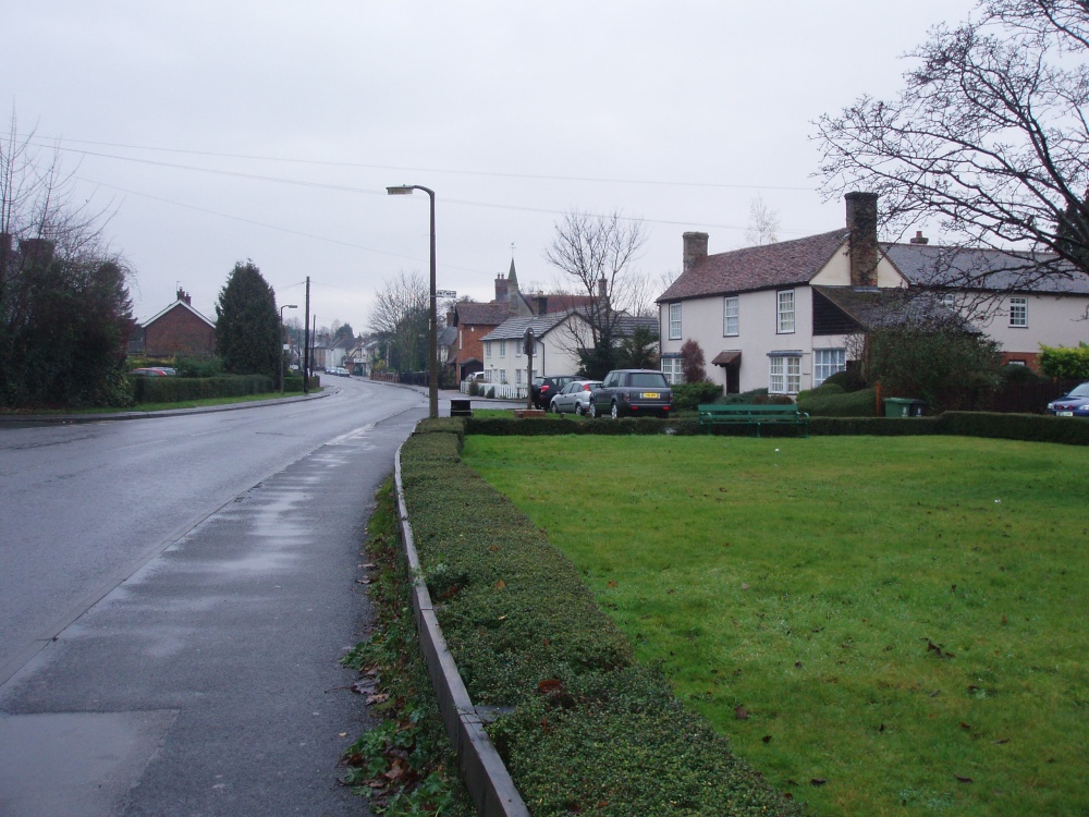 Bassingbourn Village Green looking west down High Street