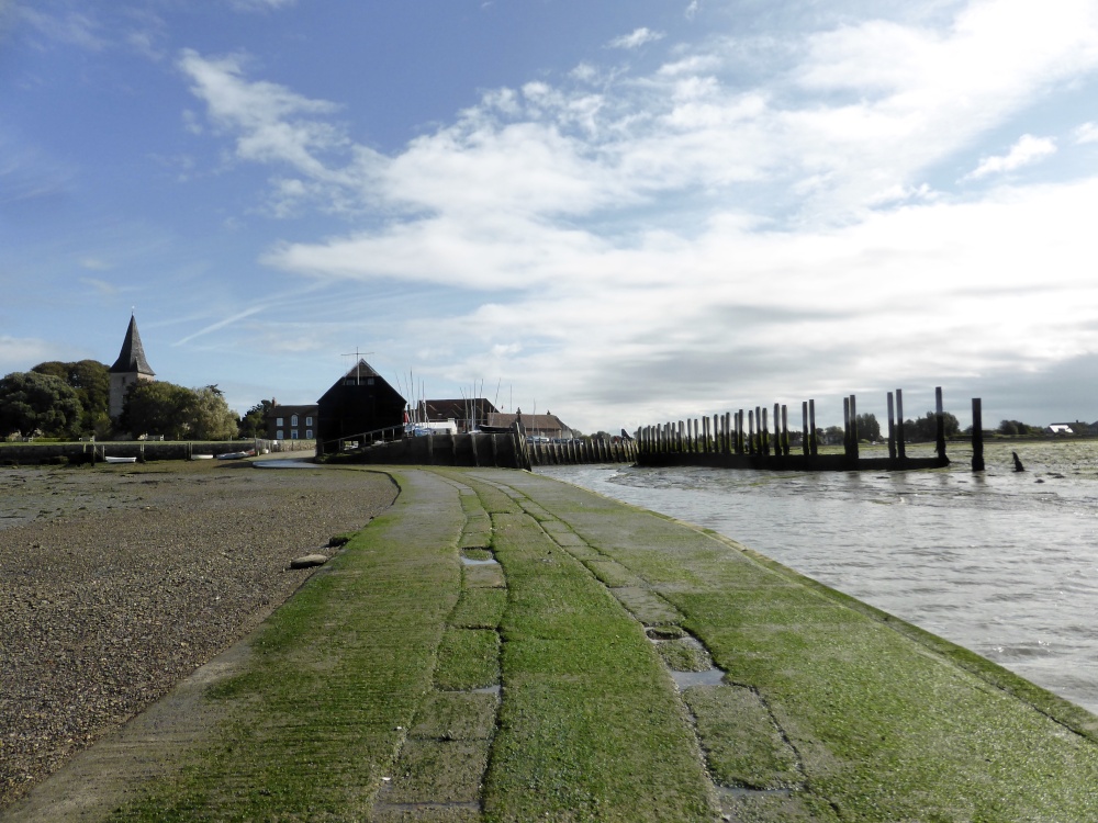 Photograph of Bosham Hoe from the End of the Jetty at Low Tide. Very Slippery!