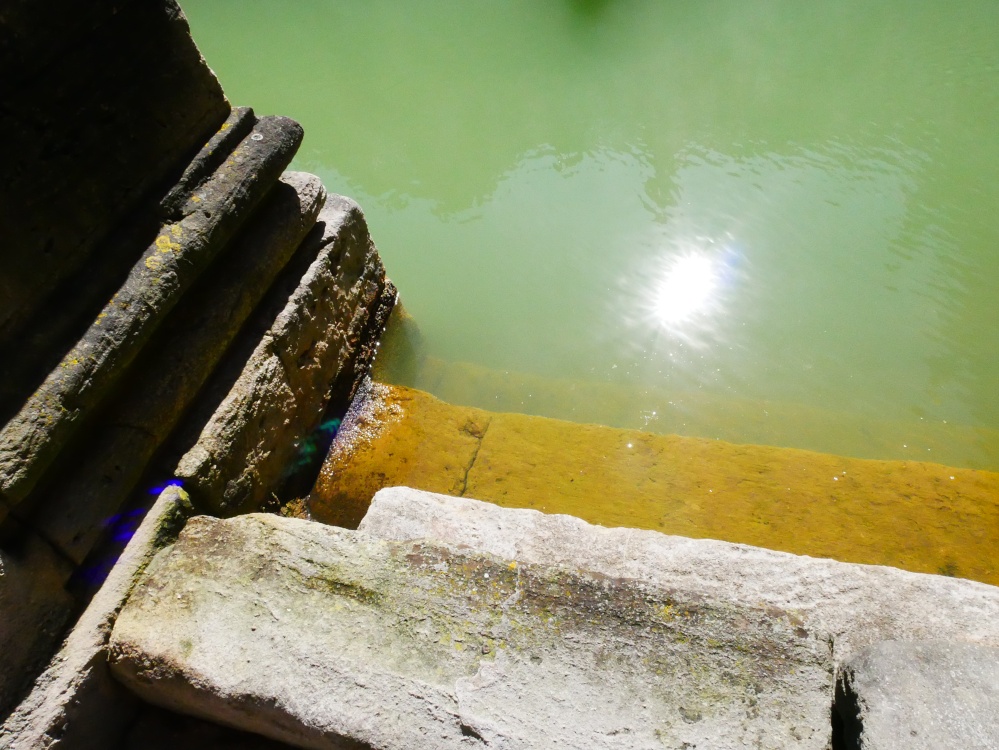 Steps leading into the pool, Roman Baths in  Bath