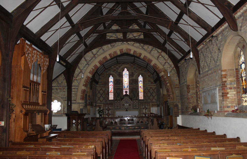 Photograph of The rather unusual interior of the Church of St. Barnabas, Horton-cum-Studley