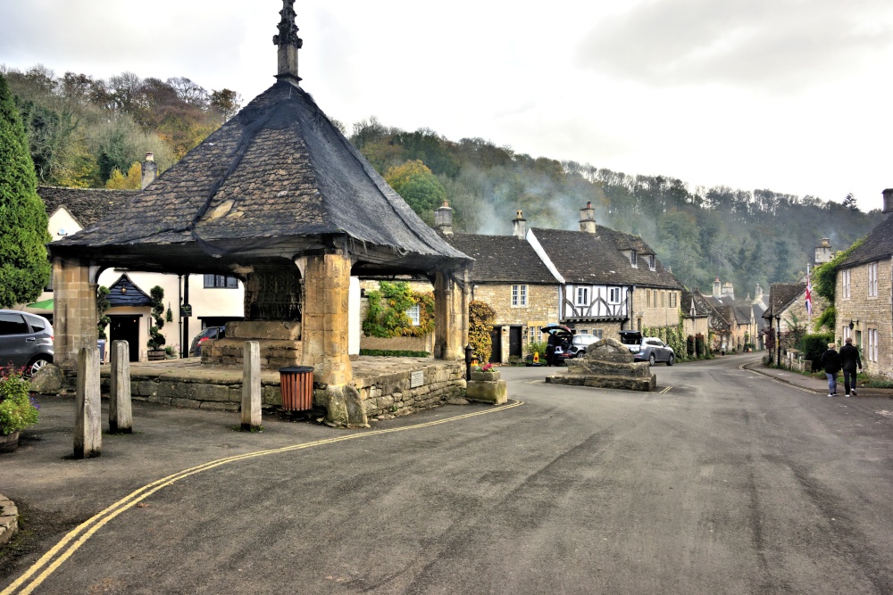 Castle Combe Market Place Viewed from the Castle Inn