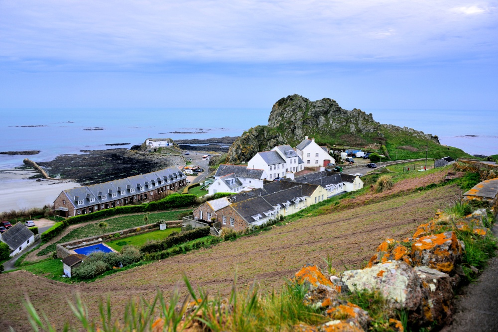 Photograph of Grosnez, at the North-western Point of Jersey with the Jersey Royal Potato Fields in the Foreground